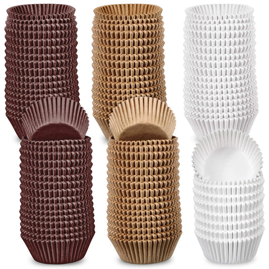 Zonon 1000 Counts Cupcake Liners for Baking Liners Paper Cupcake Wrappers Bulk Cup Cake Cases Muffin Baking Paper Cups for Candy Cooking(Brown White Nature,1.97 Inch-Standard Size)