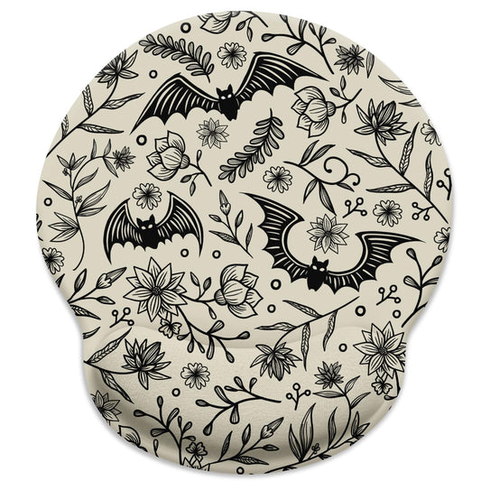 LIMKRIAN Goth Bat Ergonomic Mouse Pad with Wrist Rest, Gaming Mouse Pad with Wrist Support, Funny Computer Mousepad with Non-Slip Pain Relief PU Base, Gothic Office Desk Accessories Decor Supplies