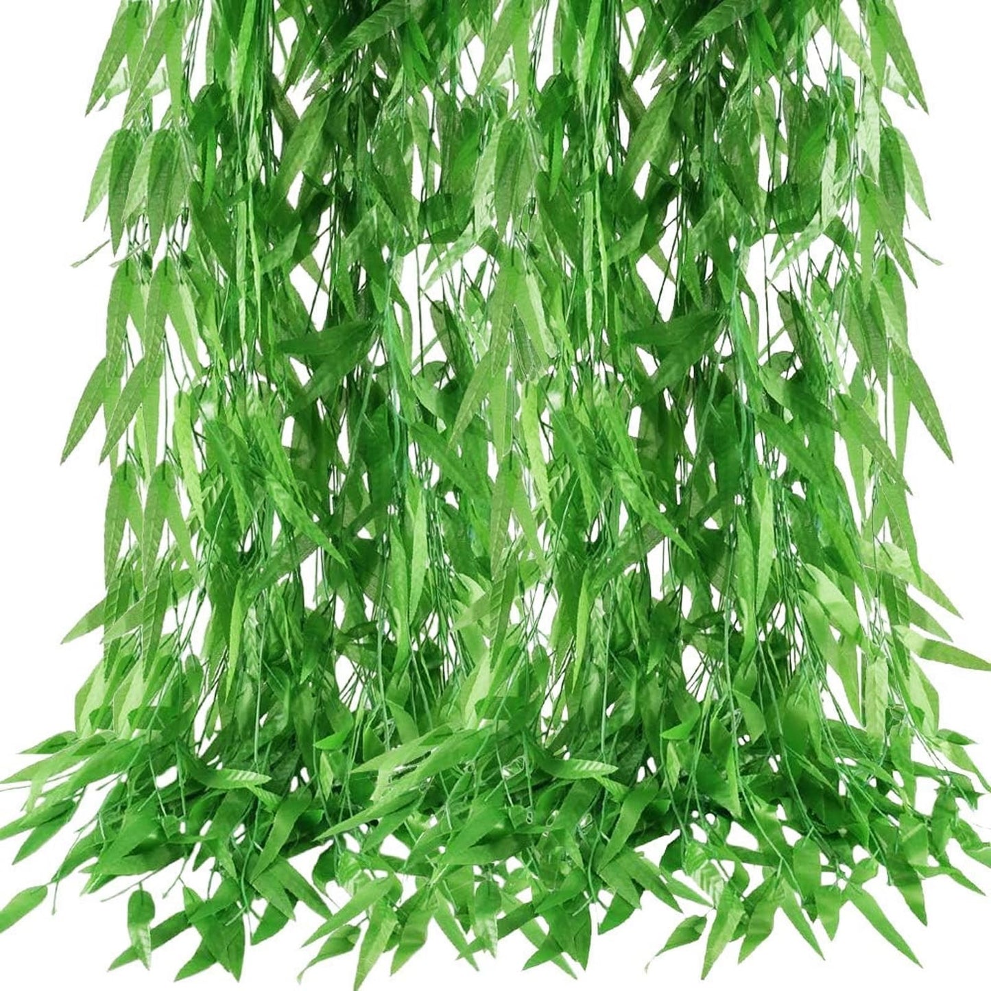 HOGADO 50pcs 300FT Artificial Vine Hanging Greenery Garland Jungle Vines Faux Willow Rattan Vine Artificial Leaves Garland Aestheti Fake Flowers Foliage for Garden Wedding Party Balcony Jungle Decor
