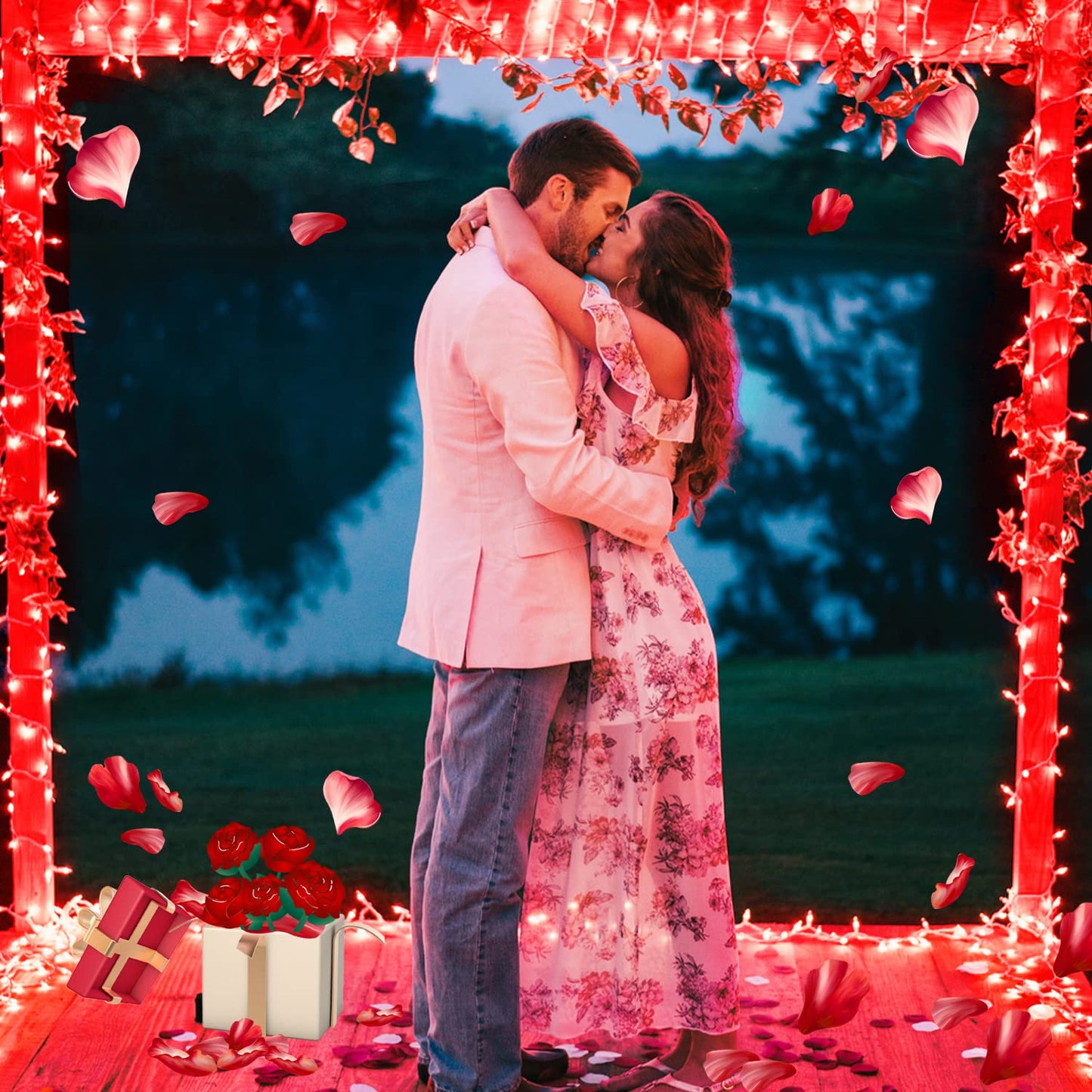 JMEXSUSS 33ft 100 LED Red Valentine Lights, Connectable 8 Modes Valentine Room Light Indoor Plug-in, Clear Wire Red Christmas String Light Outdoor Waterproof for Xmas Bedroom, Party