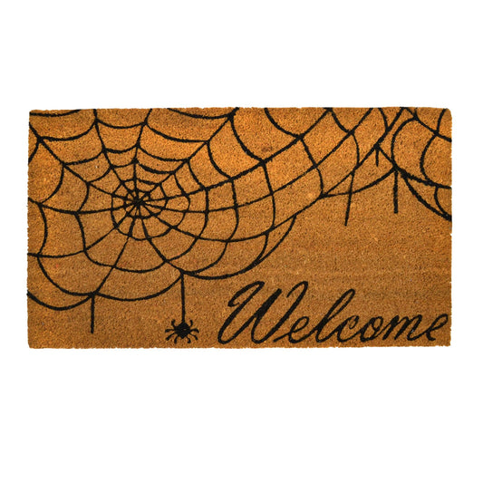 Eco Living Decorative Halloween Welcome Mat, Spider Web, Natural Coco Coir Mats with Non-Slip PVC Backing, Indoor Outdoor Mats for Home & Office, Floor Mats for Door Decor, 30"x17"
