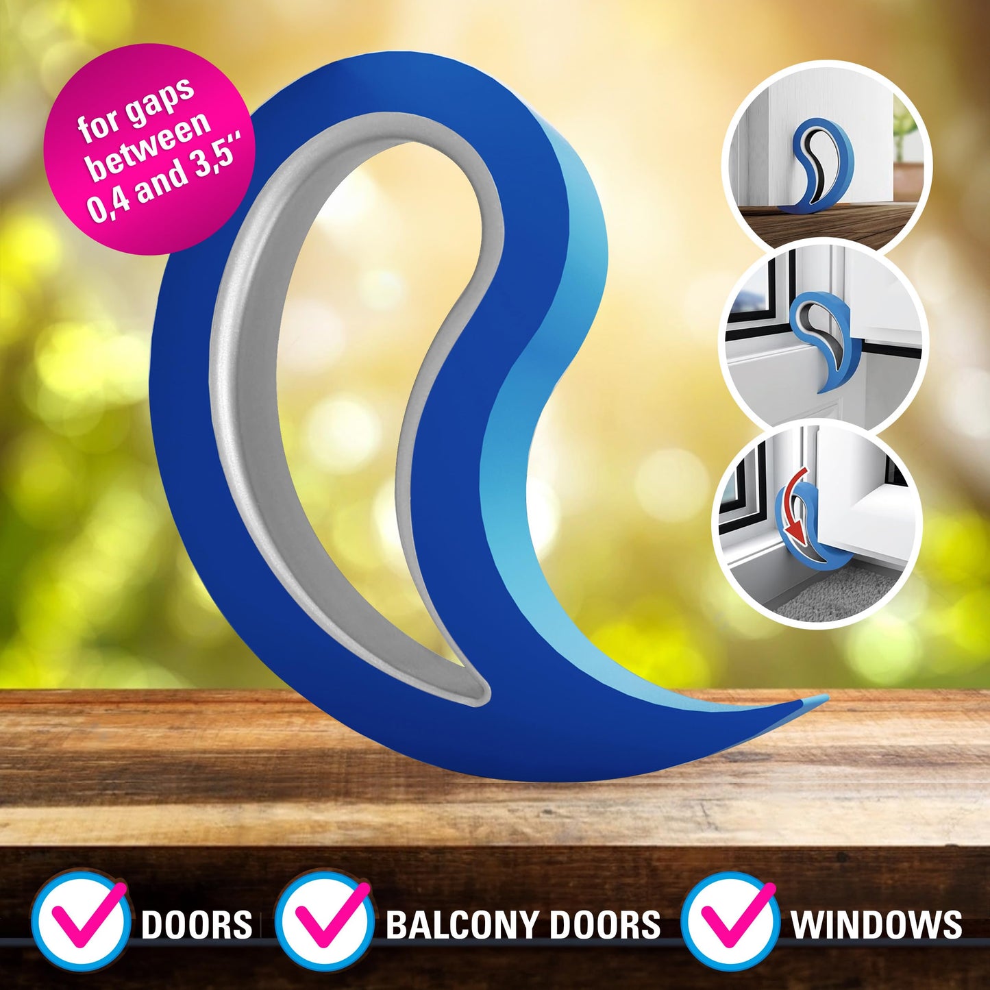 Stoppy Door and Window Stopper, Multi-Functional Wedge, Convenient Door Hook, Window Clamp, Keep Doors and Windows Open with Ease, Home and Office Accessory, (White, 2 Pack)