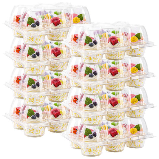 NPLUX 6 Count Cupcake Containers 60 Pack Cupcake Holders Clear Plastic Stackable Cupcake Boxes with Detachable Tall Dome Lids for 360 Cupcakes, BPA Free, Standard Size