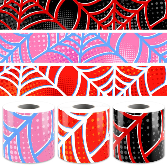 98ft Spider Web Bulletin Board Borders Classroom Bulletin Board Trim Self Adhesive Borders Decorations for Party School Blackboard Chalkboard Desk Wall Decor (Black, Red, Pink)