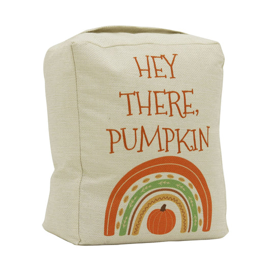 Weighted Door Stop Fabric Home Decor with Handle for Door Holder|Hey There Pumpkin Fall Decor Door Stopper,5" by 9"