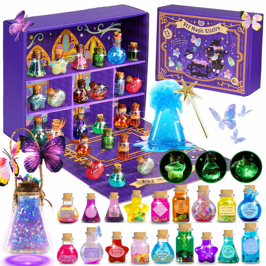 KIDDYCOLOR Magic Potion Kit for Kids - 22 Mixed Fairy Potion Bottles, Art Craft & Decoration Toys for Girls Ages 6 7 8 9 10 12+ Year Magical Workshop Kit for Boys Girls Birthday Party Gift, Christmas