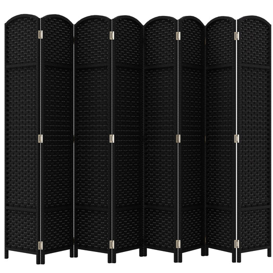 Room Divider 8 Panel Screen 5.6 Ft Tall Partition Room Dividers Black Privacy Screens Folding Room Separation Free Standing Waterproof Wood Frame Wall Divider