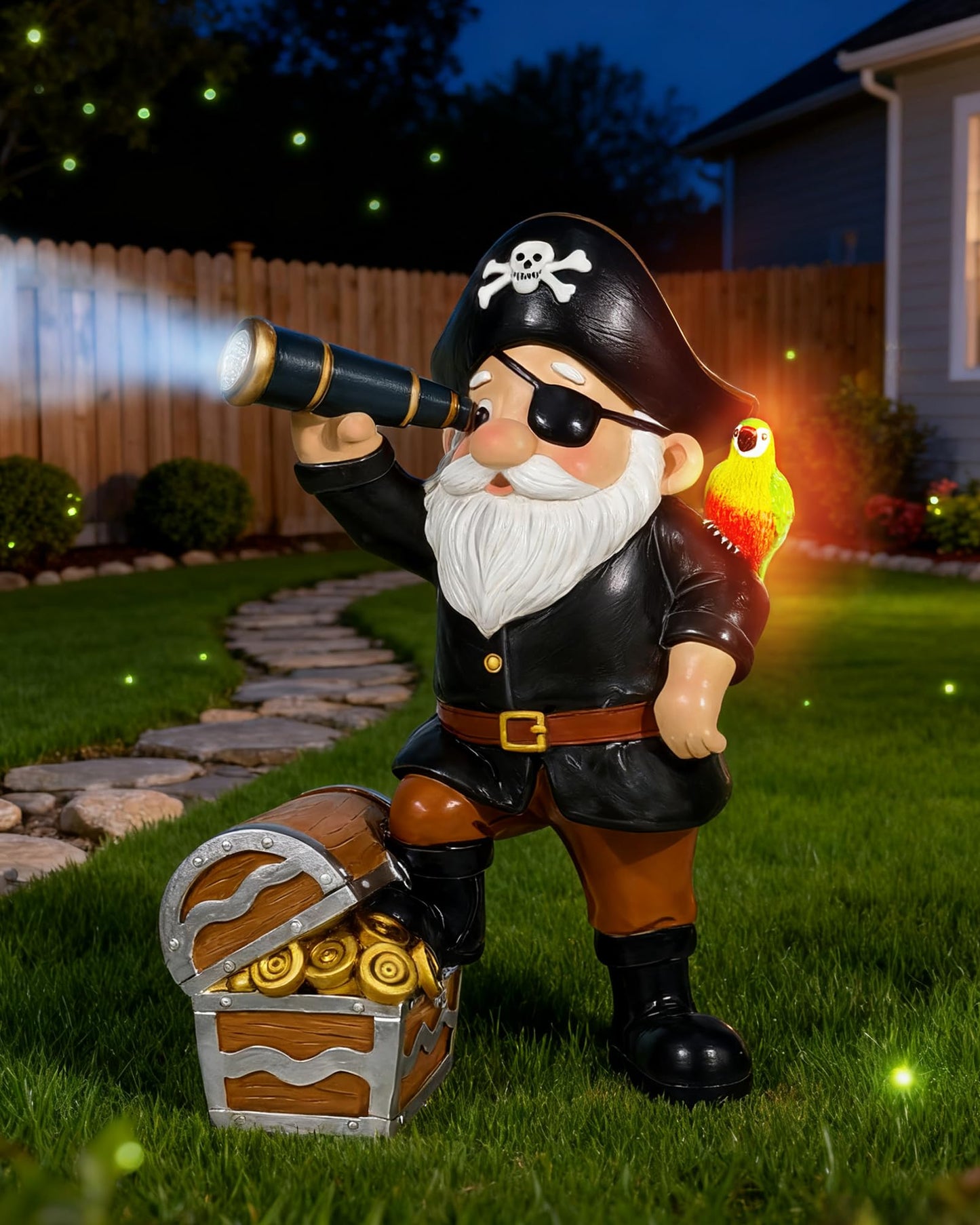 Miggley Pirate Gnome Solar Garden Statue Outdoor Figurine Decor Lights
