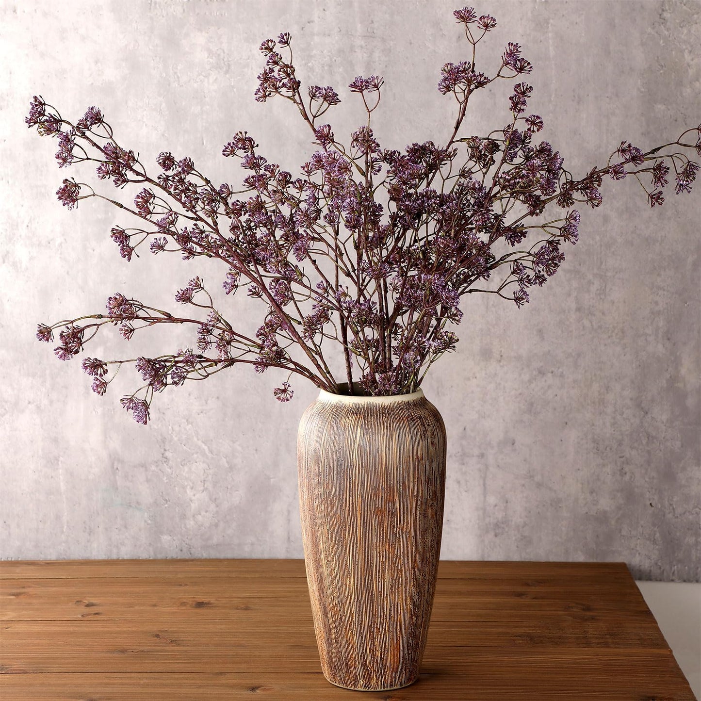 Zeyune Faux Berry Stems Summer Artificial Dusty Plum Stem Soft Plum Sedum Berry Picks Branches Faux Spray for Home Wedding Holiday Seasonal Farmhouse Mantel DIY Home Decorations(5 Pcs,Purple)