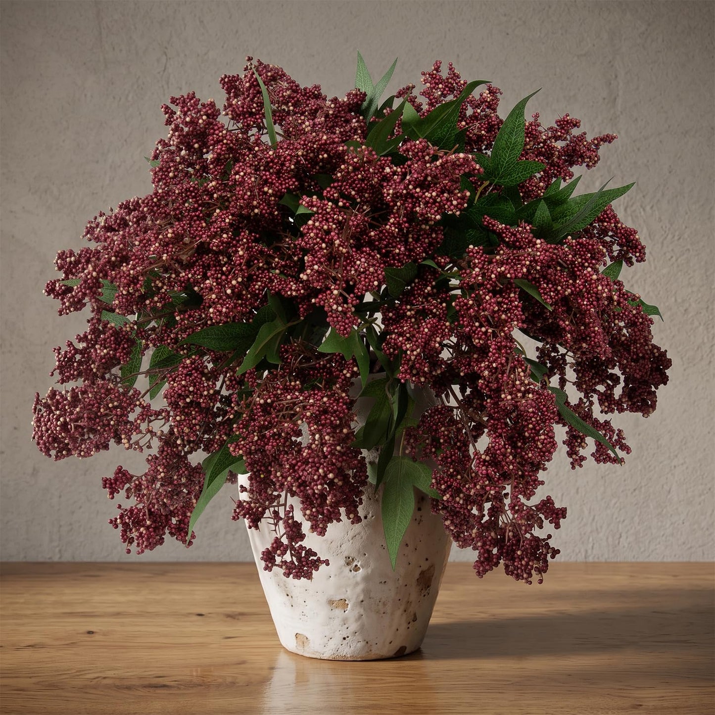 Daynight 17In Artificial Berry Stem for Vase, 6 Pcs Faux Nandina Branches Fall Floral Picks Fake Realistic Berry Spray for Wedding Autumn Thanksgiving DIY Farmhouse Home Decor(6, Purple, 17Inch)