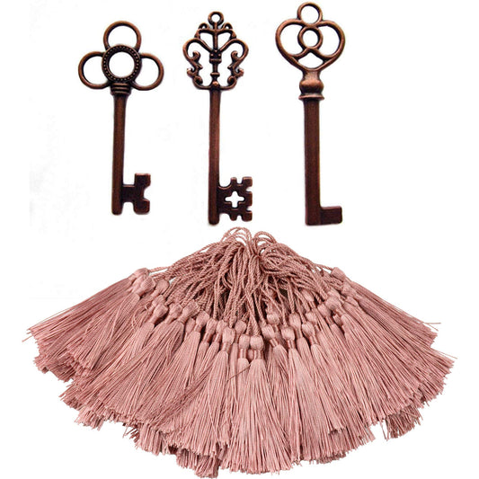 Aokbean Copper Skeleton Keys with 5 Inch Tassel