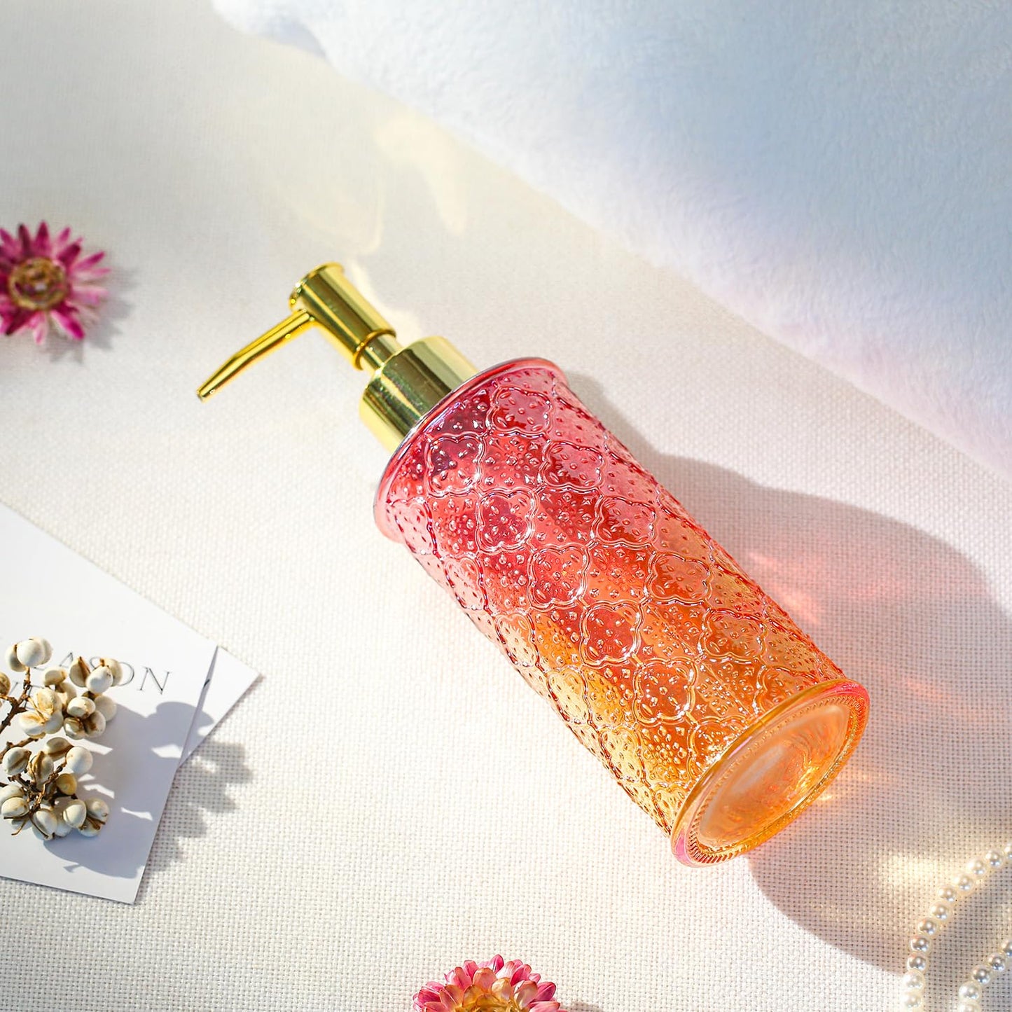 YunNasi Soap Dispenser with Pump, Refillable Liquid Hand Soap Dish Soap Dispensers for Bathroom Counter, Kitchen Sink (RedOrange)