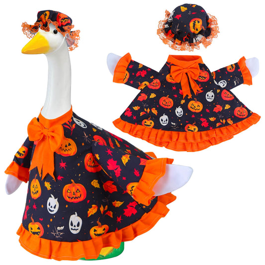 Muximud Halloween Goose Outfit for Porch Goose 23" Cement Statue Clothing - Halloween Outdoor Decoration for Patio Yard Lawn