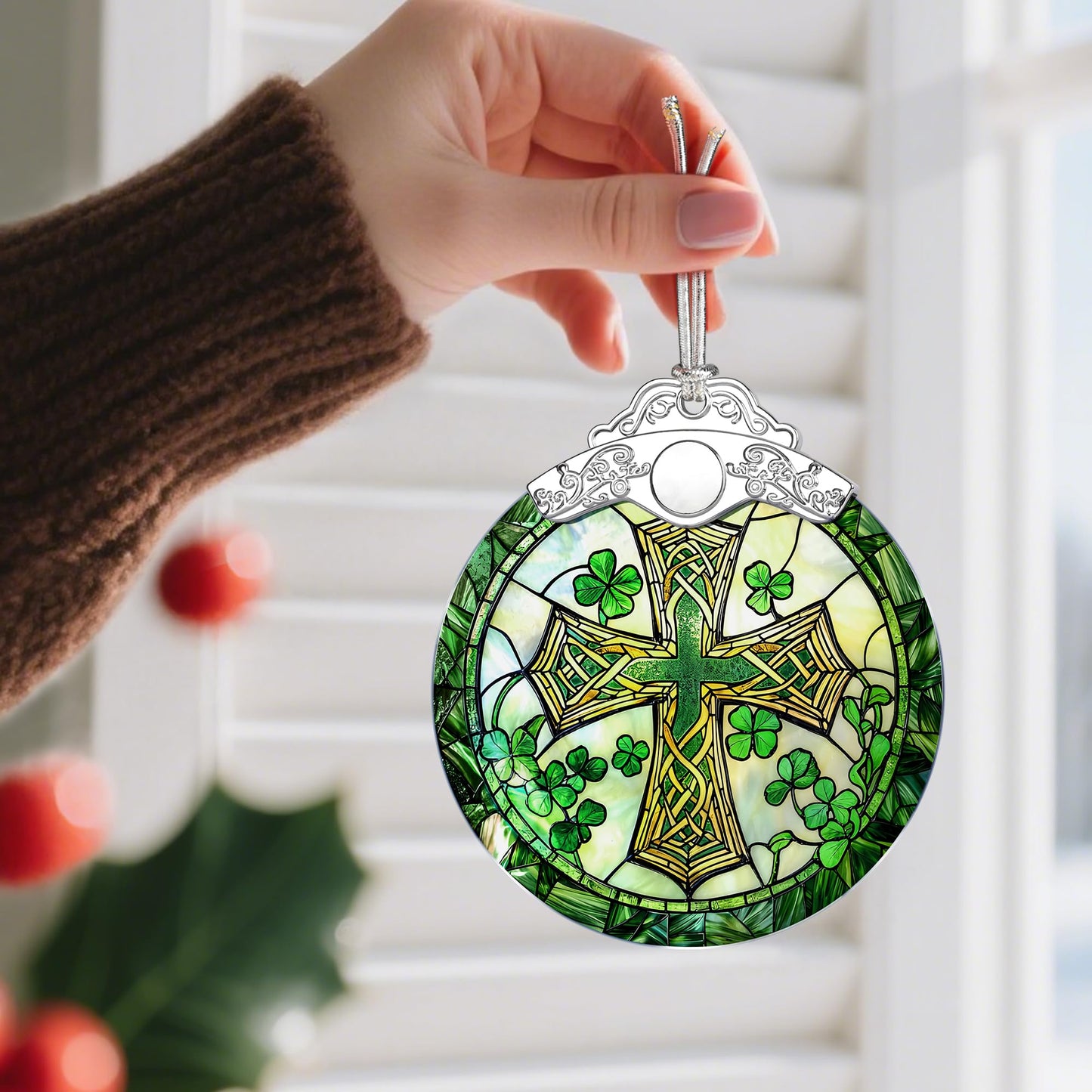 Stained Glass Cross Ornament, Christmas Ornaments, Christmas Decorations for Tree, Holiday Ornament, Religious Gifts, Cross Gifts, Gift Ideas & Christian Gift