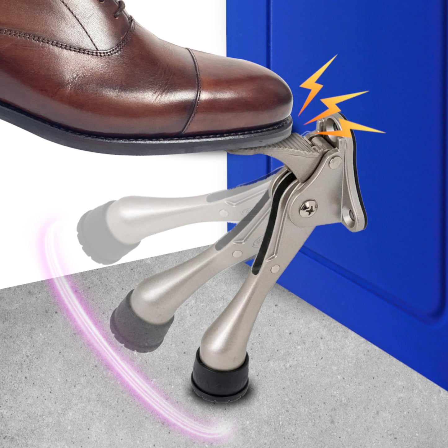 HA SHI Kickdown Door Stopper, Heavy Duty Adjustable White Door Holder Stop