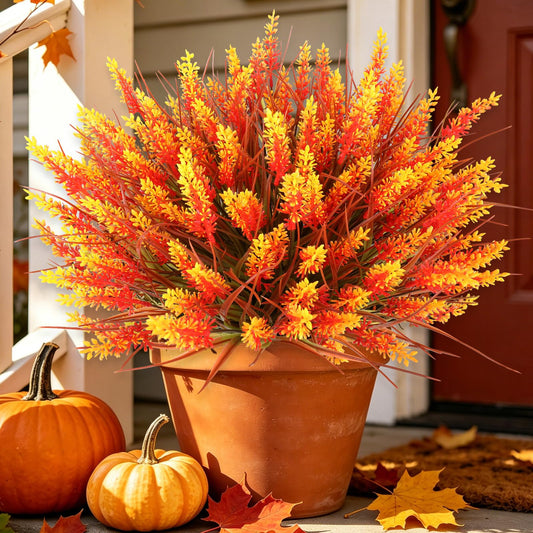 BeeAngel 16 Bundles Artificial Fall Flowers for Decoration, Faux Autumn Plants for Outdoor Patio Yard Porch Farmhouse & Indoor Home Decor