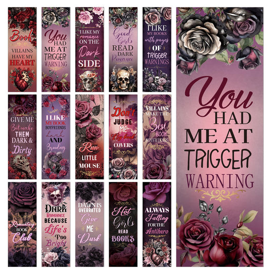 Wxiben Dark Romance Bookmark Gifts - 150 Pcs Dark Romance Merch Book Marks Skull Flower Bookmarks Page Marker Clip Gift for Women Men Book Lover Students Teachers Bookish Bookworm Reading