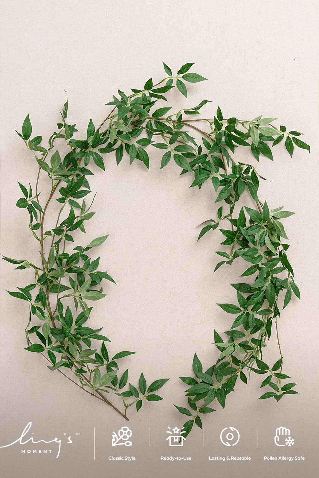Ling's moment 6ft Rosa Banksiae Artificial Garland, Silk Laurel Leaf Vine for Wedding Arch, Table Centerpiece & Event Decor, Faux Greenery Filler for Elegant Arrangements