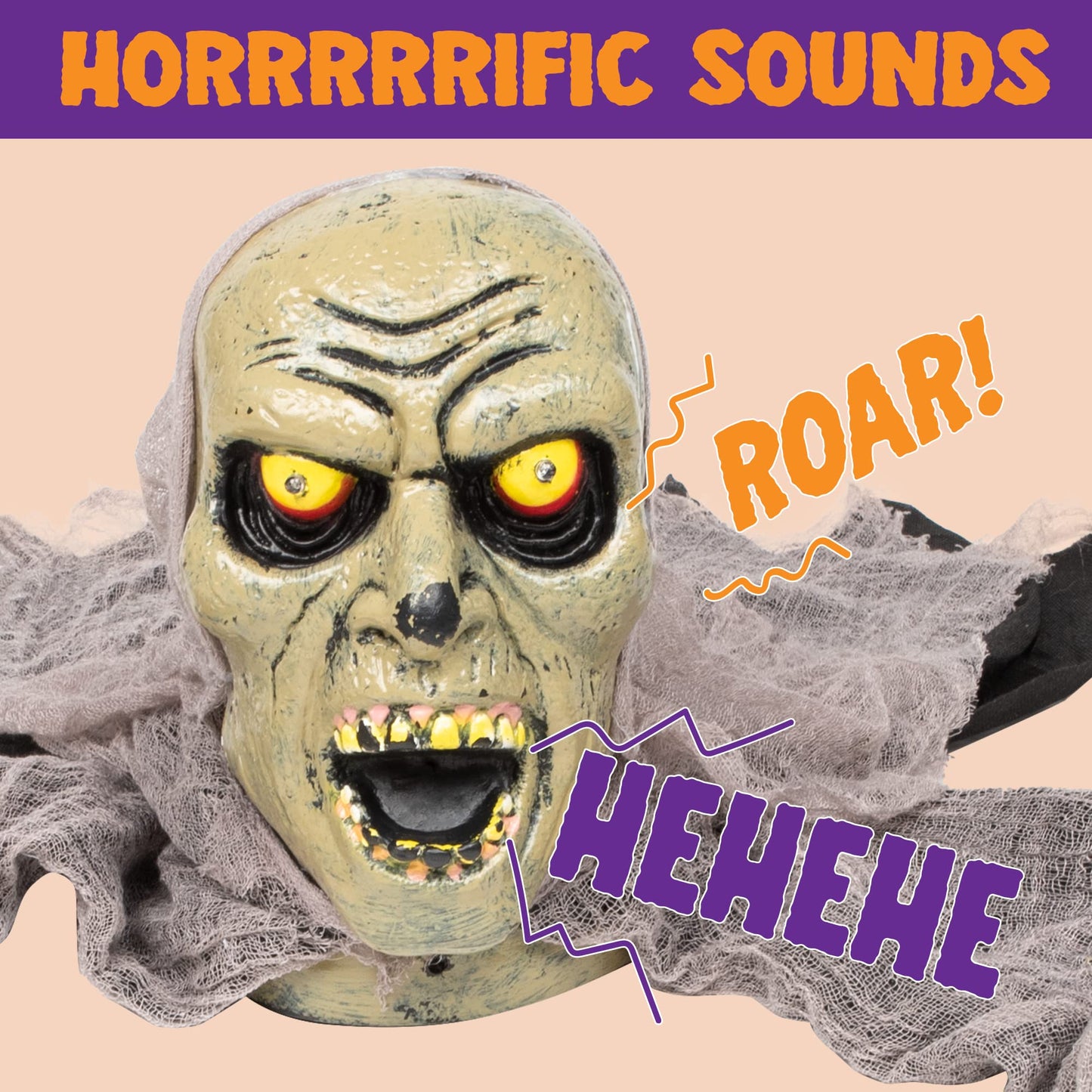 JOYIN Zombie Halloween Decoration Outdoor Groundbreaker with Sound and Flashing Eyes, Scary Halloween Graveyard Decor for Yard Garden, Outside Lawn Haunted House Prop