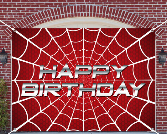 HunnmingRe 7 x 5 ft Happy Birthday Spider Web Backdrop Party Decoration Supplies Theme Banner Backdrop Decor for Birthday Party Photography Background Photo Props