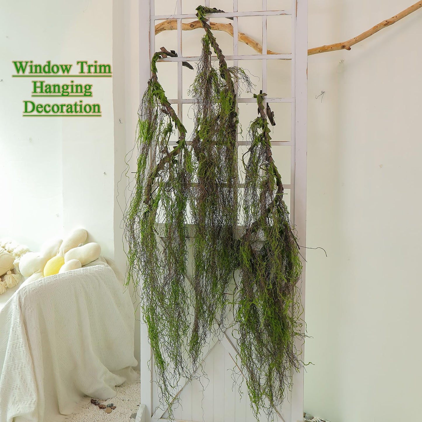 63Inch Realistic Bendable Curly Weeping Willow Branches Tree Vine Swags Wood Twigs Crafts Moss Greenery Garland Creepy Jungle Vines for Halloween Wall Hanging Outdoor Mantel Ceiling Swing Decoration