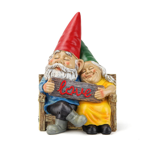 Smadeer Garden gnome statue for outdoor decor,Couple in love gnomes figurine for patio lawn yard garden outdoor decoration,garden sculptures & statues,knome romantic indoor ornament forever lover gift
