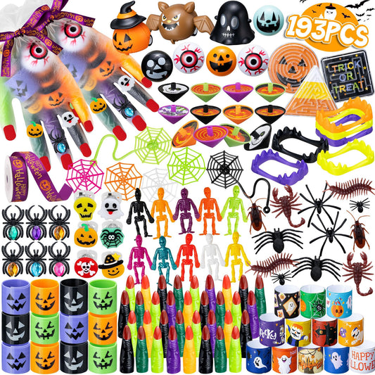 DMIGHT Halloween Party Favors - 193pcs Stuffed Toys Bulk Birthday Party Decorations, Goodie Bags for Party Supplies, Halloween Games for Kids