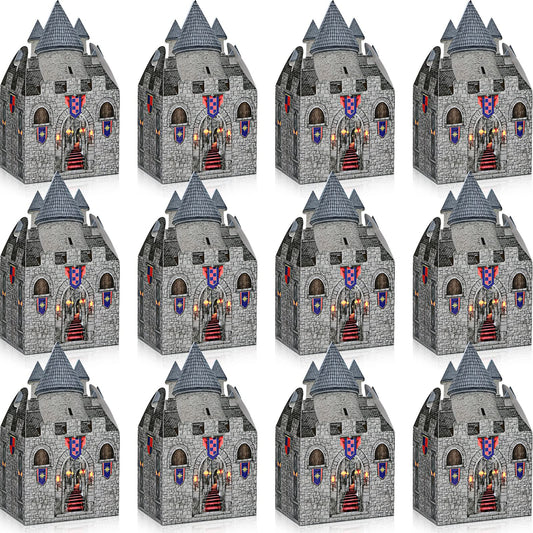 TaoBary 16Pieces 8 x 5 x 3 Inches Medieval Castle Box Cardboard Castle Halloween Knight Theme Party Supplies DIY Box for Mardi Gras Medieval Party Birthday Centerpiece