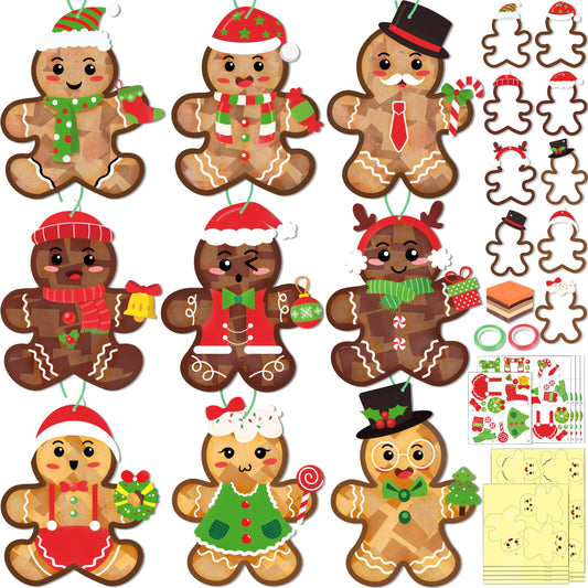 Renbuzhu 39PCS Christmas Crafts Bulk: Gingerbread Men Paper Suncatchers DIY Kit for Winter Xmas Holiday Activities Decorations, Window Stained Glass Effect Art Ornaments