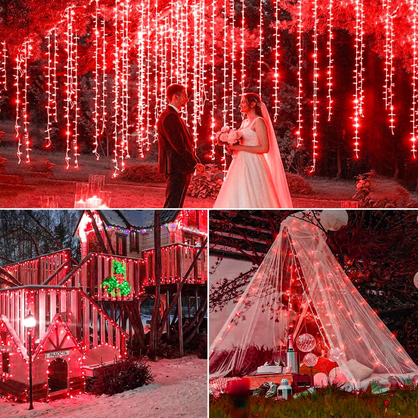 200 LED Red Christmas Lights 66ft String Lights Indoor 8 Modes Clear Wire Connectable Waterproof Plug in Twinkle Fairy Light for Bedroom Indoor Outdoor Christmas Tree Decorations