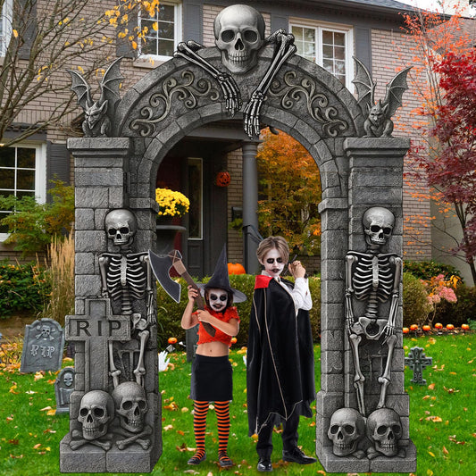 Funrous Door Banner Party Decor Porch Banner Door Sign Set Photo Booth Props Backdrops for Birthday Baby Shower Outdoor Indoor House Porch Decorations(Black,Skeleton)