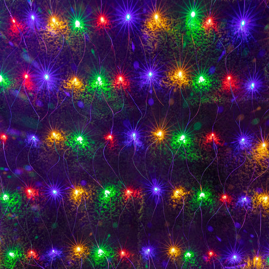 AWQ 360 LED 13.1ft x 6.6ft String Lights Net Mesh Lights 8 Modes for Christmas Wedding Party Home Garden Lawn Bushes Bedroom Indoor Outdoor Decor (13.1ft x 6.6ft, Multicolor)