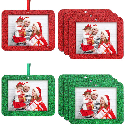 Jetec 36 Pieces Christmas Photo Ornament Frames Mini Felt Glitter Hanging Photo Frame Small Holiday Frames Christmas Tree Decoration for Present Christmas Tree Picture Frames (Red, Green)