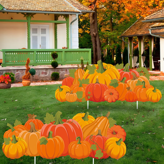Fall Yard Signs Decorations Thanksgiving Pumpkin Yard Stakes Outdoor Lawn Sign with Stakes for Autumn Pumpkin Patch Thanksgiving Harvest Lawn Patio Garden Decor, 30 Inch
