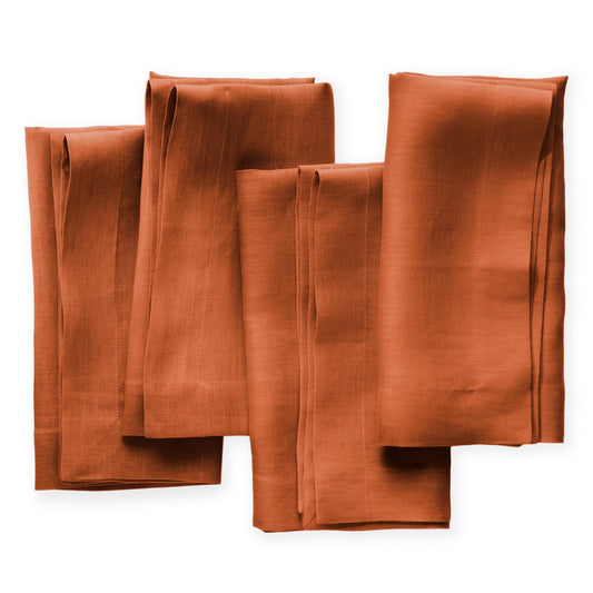 Linen Napkins Set of 4-100% Pure Linen Burnt Orange Dinner Napkins 20 x 20 inch - Cloth Napkins Washable with Mitered Corners for Fall, Halloween, Thanksgiving and Autumn Holiday