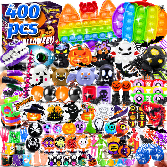 Olganicor 400PCS Halloween Party Favors for Kids, Halloween Treat Bag Fillers, Bulk Toys, Treasure Box Toys, Goodie Bag Stuffers, Carnival Prize Toy Classroom Reward
