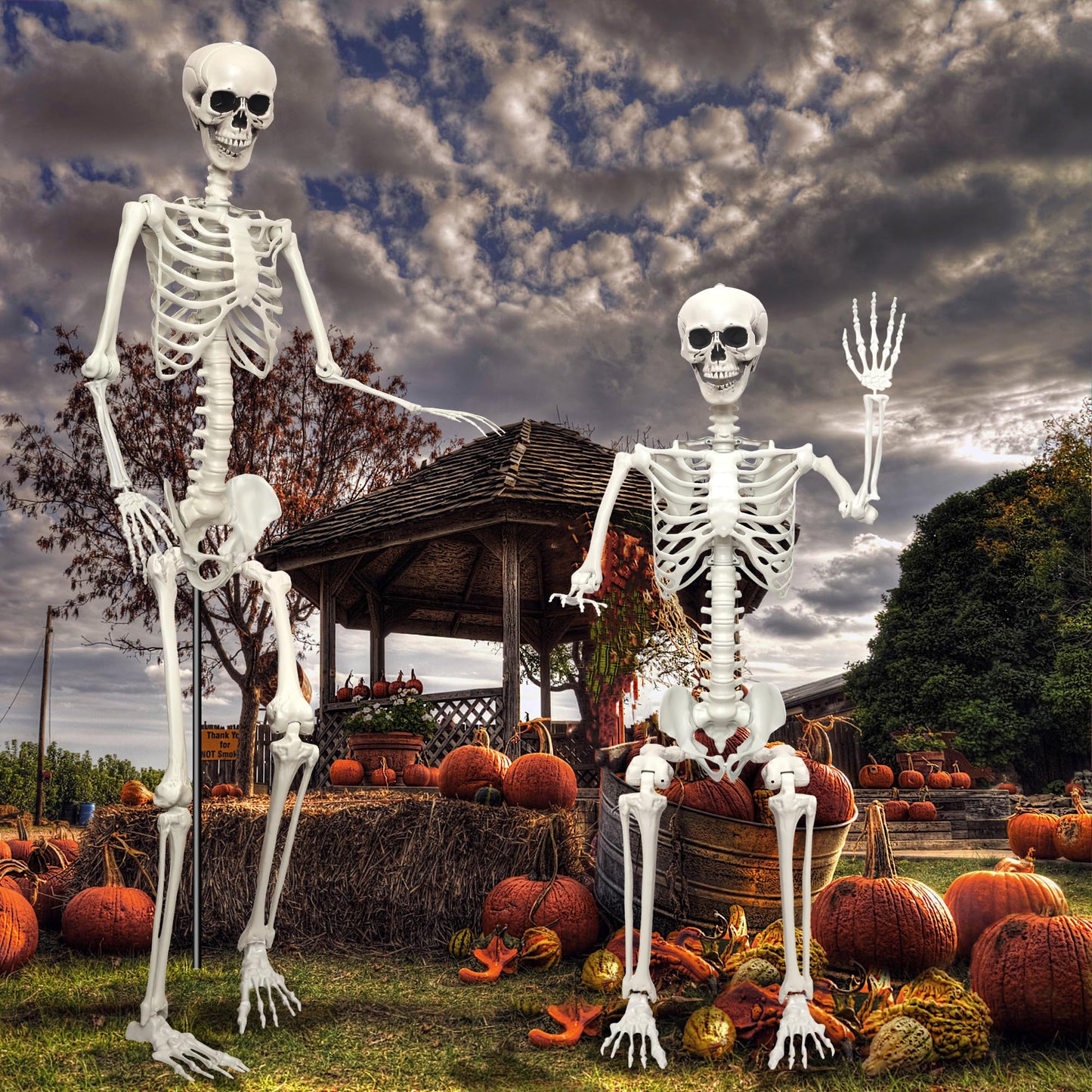 7.8Ft Giant Skeleton Life Size Realistic Plastic Human Skeleton with Movable Joints for Halloween Front Lawn Decorations