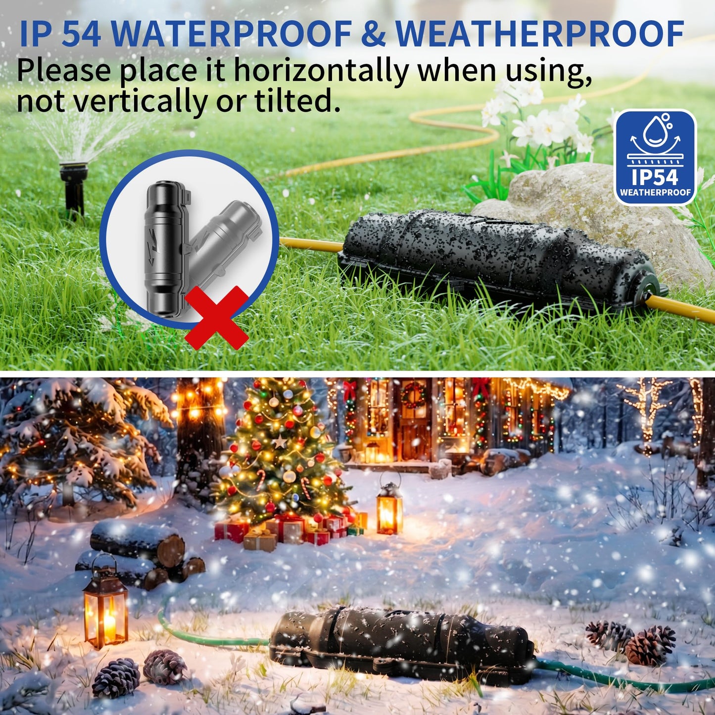 9 Pack Outdoor Extension Cord Safety Cover with Waterproof Seal IP54 Water-Resistant, Weatherproof Electrical Connection Box with 2 Latches, Plug, Socket, Holiday Decoration Light, Black