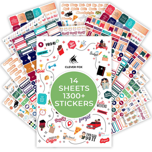 Clever Fox Planner Stickers – 1360+ Aesthetic Monthly, Weekly, Daily, Seasonal, Holiday & Journal Stickers – Journaling & Calendar Accessories for Women, Adults & School, 14 Sheets (Value Pack)