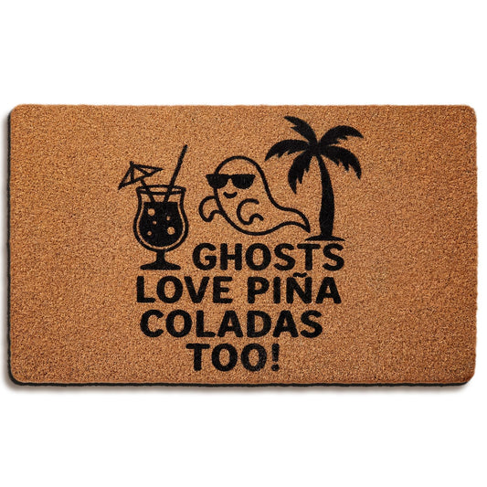 Drydiet Summer Halloween Doormat 18"x30" Ghost Welcome Outdoor Door Mat Natural Coir Non Slip Rug for Front Door Porch Entryway Haunted Indoor Outdoor Halloween in Summer Decor