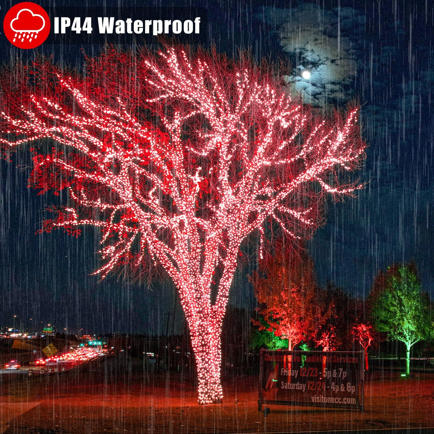 200 LED Red Christmas Lights 66ft String Lights Indoor 8 Modes Clear Wire Connectable Waterproof Plug in Twinkle Fairy Light for Bedroom Indoor Outdoor Christmas Tree Decorations