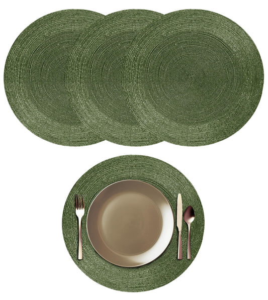 COTTON CRAFT Beaded Charger Placemats - Set of 4 Handmade Glitz Placemats - Harvest Fall Thanksgiving Halloween Holiday Christmas Dining Table Mat - Party Table Décor - 13.5 inches Round - Green