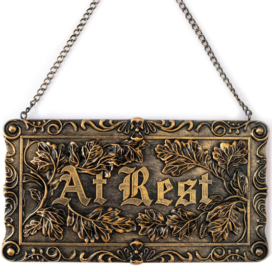 IRISVITA Gothic Decor, At Rest Sign, Dark Academia Decor, Goth Wall Art Hanging for Bedroom, Kitchen, Office, Victorian Coffin Plaque Wall Decor