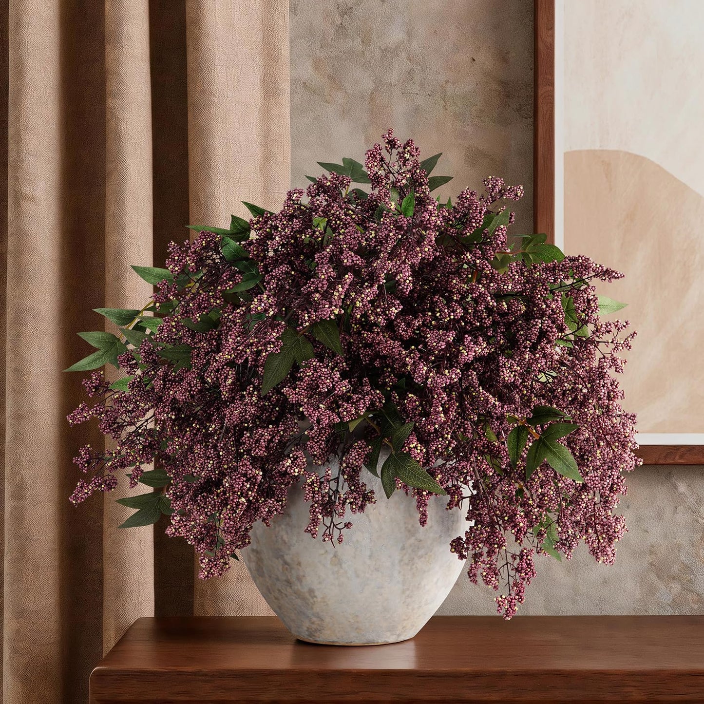 Miaikoe 3 Pcs Artificial Berry Stem 36" Realistic Flowers Picks Branches Faux Stem Spray DIY for Holiday Seasonal Farmhouse Mantel DIY Home Decorations (Dusty Plum)