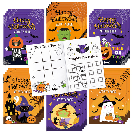 X1zuue Halloween Activity Books for Kids - 24Pcs Happy Halloween Mini Games Coloring Book Set Bulk Mazes Word Search Word Scramble Games for Classroom DIY Art Gifts Trick or Treat Holiday Party Favors