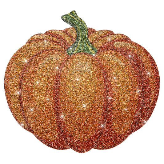 Cumouna Thanksgiving Pumpkin Placemat, Halloween Table Mats Orange Thanksgiving Fall Sparkle Pumpkin Decoration Placemat for Centerpiece Kitchen Table Party Tableware Decor