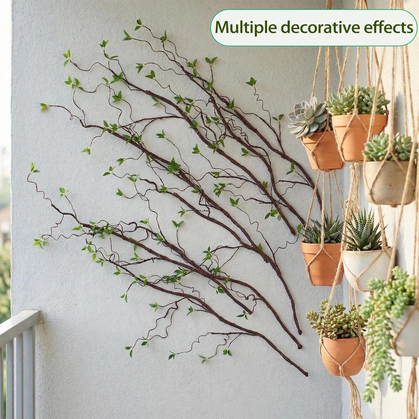 AYLSON4pcs 40inch Artificial Hanging Vines with Realistic Leaves Fake Tree Branches for Vase Bendable Greenery for Room Plants Decor Faux Tree Stems Christmas Halloween Easter Decor (Brown)