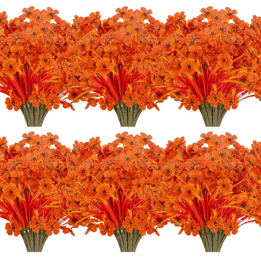 JEMONG 20 Bundles Artificial Fall Flowers No Fade Faux Autumn Plants Fake Flowers No Fade Faux Plastic Plants Thanksgiving Harvest Decoration (Fall Red)