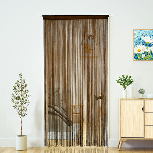 YaoYue Doorway String Curtain Door Curtains,Boho Hippie Hanging Fringe Room Divider for Patio Bedroom Closet Kitchen Laundry,Room Window Wall Door Decor(39×79in/100×200cm,Brown)