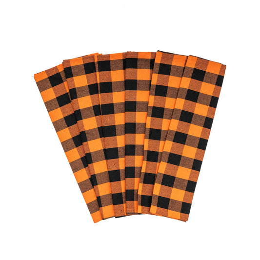 Orange Kitchen Towels - 100% Cotton, 6 Pack, Harvest Season Dish Towels - Multipurpose, Versatile Fall Tea Towels with Hanging Loop - Large Size Kitchen Towels for Thanksgiving Dinner (Orange & Black)